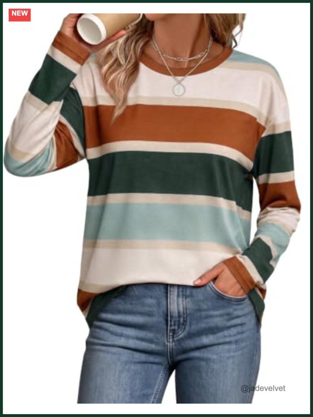 Womens Oversized Striped Long Sleeve Tunic Blouse T-Shirt Casual